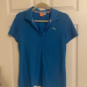 Puma Blue Striped Polo Shirt